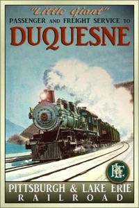 Póster retro de viaje tren de viaje Duquesne Pennsylvania P&LE impresión artística 131 - Imagen 1 de 5