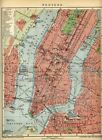 1902 Antica Mappa = NEW YORK MANHATTAN Stati Uniti USA = OLD MAP
