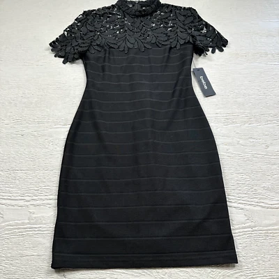 Vestido Bebe Mujer 6 Negro Línea A Bordado Cuello Alto Informal Forrado Nuevo con Etiquetas Foto 1 de 4