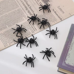 10PCS petites fausses araignées en plastique noir jouet Halloween blague drôle - Zdjęcie 1 z 6