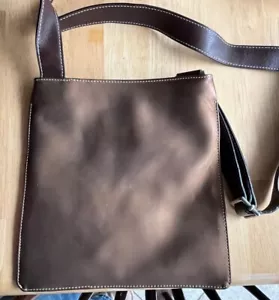 Cole Haan Purse Crossbody Flat Top Zip Adj Strap Brown Metallic Small EUC - Picture 1 of 7