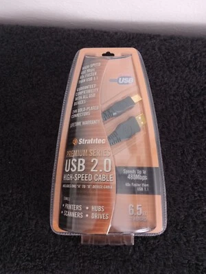 Brand NEW Stratitec Premium Gold Plated USB 2.0 High Speed 6.5ft Cable A to B - Image 1 of 2