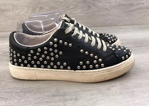 Steven by Steve Madden Women's 7M Black Leather Lace Up Skateboard Sneaker Shoe - Picture 1 of 9