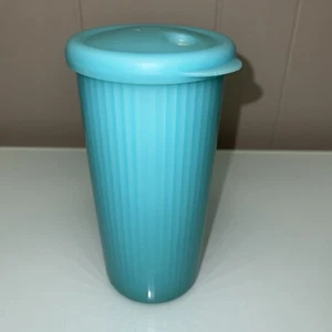 Vintage Tupperware Thermobecher türkis grün/blau 3329A mit Deckel ohne Strohhalm - Bild 1 von 8