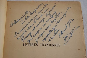 LETTRES IRANIENNES ROMAN SATIRIQUE-ROBERT BEINEIX-BEL ENVOI DEDICACE-1944 - Imagen 1 de 1