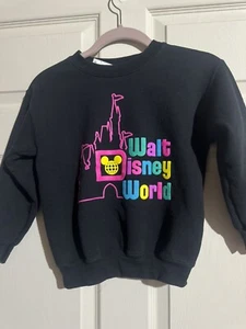 Walt Disney World Mickey Mouse Pullover Black Neon Sweatshirt Kids Youth XS Sz 4 - Picture 1 of 3