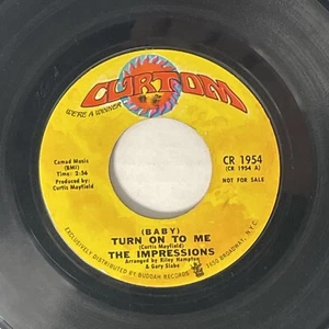 The Impressions Baby Turn On To Me Promo 45 From 1970 Curtis Mayfield - Picture 1 of 4