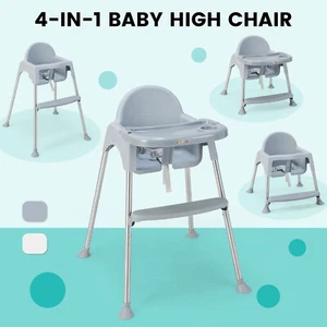 Baby High Chair 4-in-1 Convertible Infant Feeding Highchair w/ Adjustable Legs - Picture 1 of 21