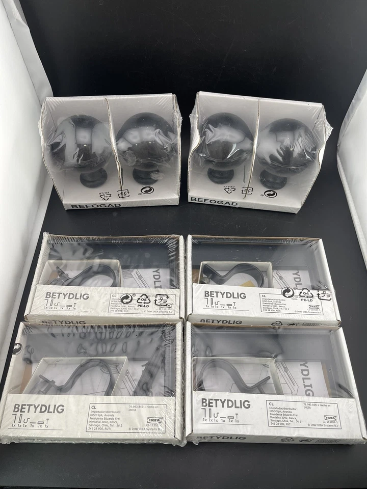 IKEA Wall Ceiling Curtain Rod Bracket Black Kit Model 602.172.28 Betydlig