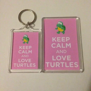 KEEP CALM AND LOVE TORTUGAS Llavero o Imán Nevera REGALO IDEA PRESENTE - Imagen 1 de 5