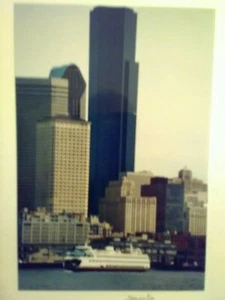 TARJETA DE FELICITACIÓN SELLADA VISTA AÉREA SEATTLE WATERFRONT & FERRY SEATTLE WA - Imagen 1 de 12