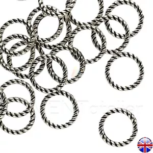 50 verdrehte Seil geschlossene Verbindungsringe 8 mm Antik Silber Verbinder Fundstücke 331. - Bild 1 von 3