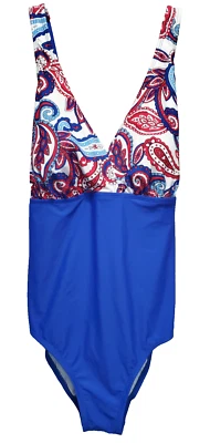 Traje de baño Catalina azul cachemir cuello sobrepelliz espalda deportiva talla 2X Foto 1 de 4