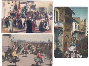 Kairo ÄGYPTEN ~ Vintage Lot von 3 Postkarten ~ Nilbrücke, Moschus, Heilige Prozession - Bild 1 von 7