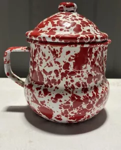 Vintage Enamelware Creamer With Lid Red Splatter Ware by CGS International - Picture 1 of 23