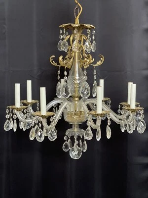 Antique Vintage Chippendale Pagoda Crystal Bronze French Georgian Chandelier - Image 1 of 4