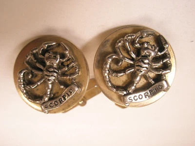 Horoscope Birth Sign Scorpio Zodiac Vintage SWANK Cuff Links scorpions - Image 1 of 4