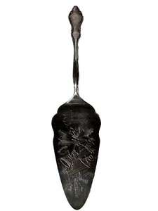 Vtg International Silverplate Christmas Greetings Cake/Pie Server *READ* - Picture 1 of 13