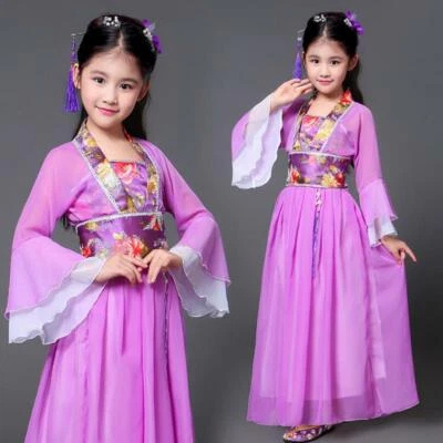 Chinese Ancient Child Hanfu Cosplay Costume Fairy Clothes Stage Dance Dress  - Image 1 of 4