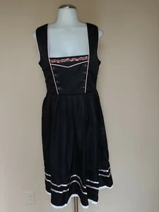 Oktoberfest Dirndl Dress German Trachten Pink Black Ribbon Tie Embroider Small - Picture 1 of 12