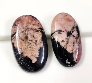 Natural Rare Rhodonite Oval Handmade Loose Gemstone Cabochon Lot 62.75 Cts. - Picture 1 of 8
