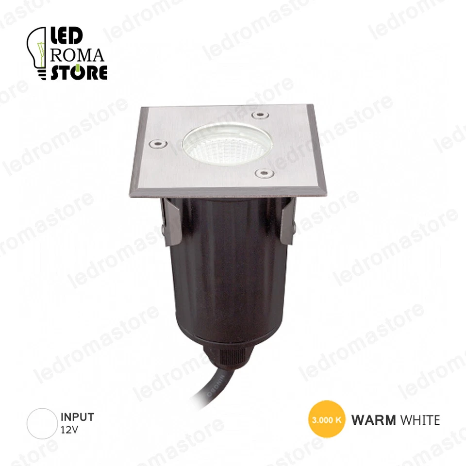 FARETTO LED CALPESTABILE QUADRATO 9W 12V IP67 LUCE WARM CALDA 3000K - Immagine 1 di 1