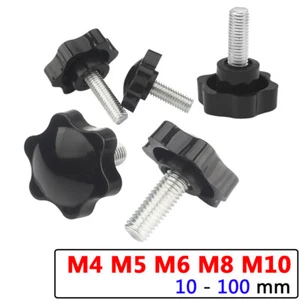 M4 M5 M6 M8 M10 THUMB SCREWS HAND KNOB BOLTS BLACK PLASTIC HEXALOBULAR STAR HEAD - Picture 1 of 12