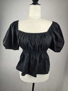 Neu mit Etikett! EXPRESS Größe Small Damen schwarz Puffärmel Schößchen Top/Shirt - Bild 1 von 2