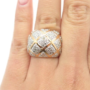 ROSS SIMONS 925 Sterling Silver 2-Tone Real White Diamond Accent Ring Size 6.25 - Picture 1 of 10