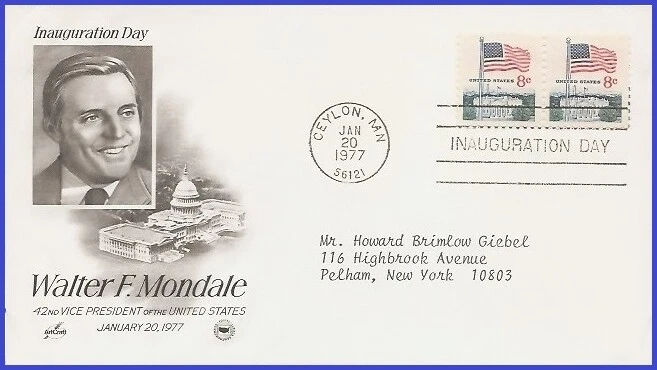 USA3 #IN30 ADDR PCS ARTCRAFT 2 FDC STR2  Inauguration Carter 1977 - Image 1 of 1
