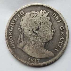 Lote 2 monedas de plata .925 media corona rey Jorge III de 1817 - Imagen 1 de 4