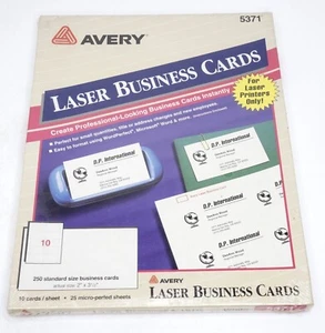 Avery 5371 Laser Business Cards White 1x2-1/2 inch 250 Pack Sealed New Old Stock - Picture 1 of 3