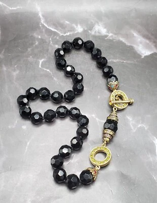 Collar De Colección Heidi Daus Art Deco Jet Negro Cuentas Cristal Swarovski Palanca Foto 1 de 4