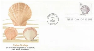 Seashells Calico Scallop Mussels Seashells Clam Sea Life USA FDC Cover 1985 - Picture 1 of 2