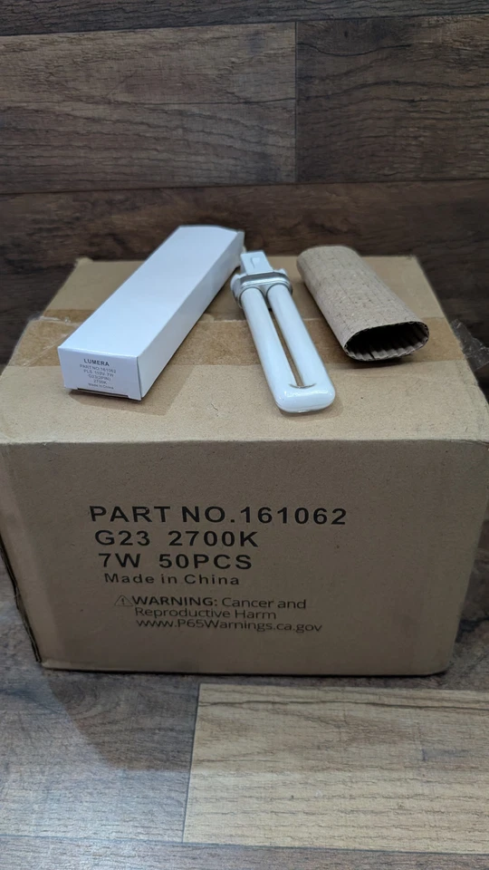 50 packs 9 Watt 2 Pin G23 Base Twin Tube Compact Fluorescent Lamp Light Bulbs   - Image 1 of 2