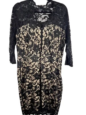 Vestido Floral Karen Kane Encaje XL Negro Malla Bodycon Cóctel Formal Vegas Glam  Foto 1 de 4