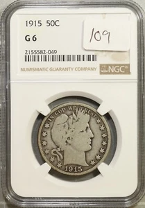 1915 Barber Half Dollar 50c NGC G6 #2-049 - Picture 1 of 2