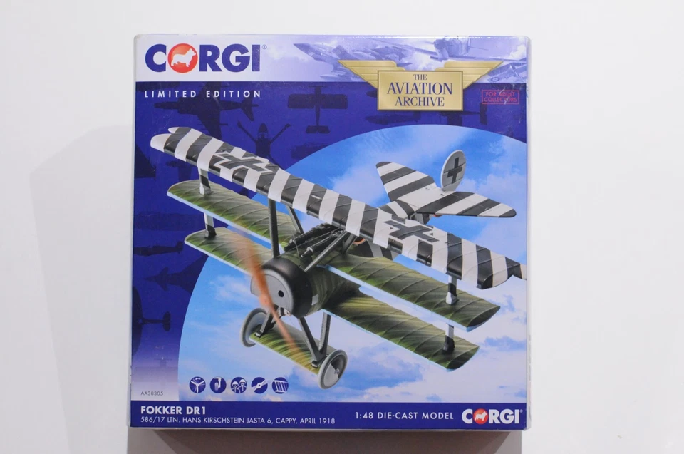 CORGI FOKKER DR1 LTN. HANS KIRSCHSTEIN JASTA 6 CAPPY 1918 SCALE 1:18 LIMITED EDI - Image 1 of 4
