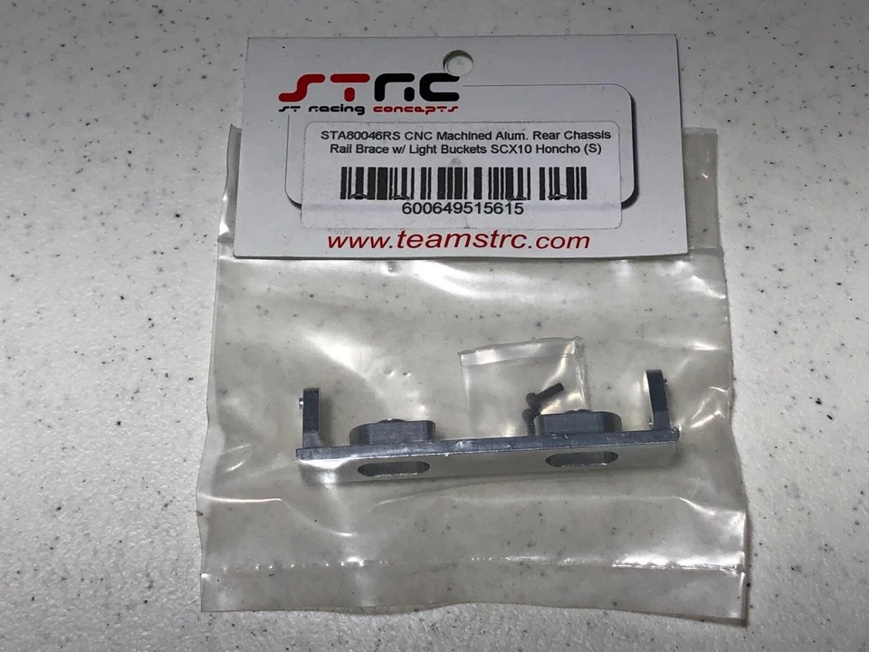 STRC CNC Machined Aluminum Rear Chassis Rail Brace Silver Axial SCX10 Honcho - Image 1 of 1