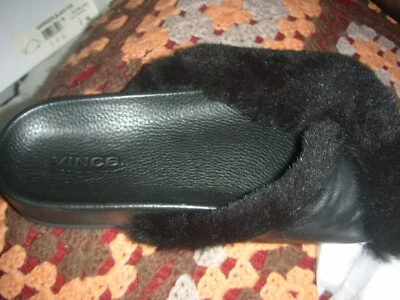 Vince Sandalias Deslizables Cuero Guarnición Piel Negra Talla 7 Foto 1 de 4