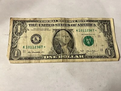 One 1 Dollar Bill Series 2013 STAR NOTE Whitesquirrelcoins - Image 1 of 3