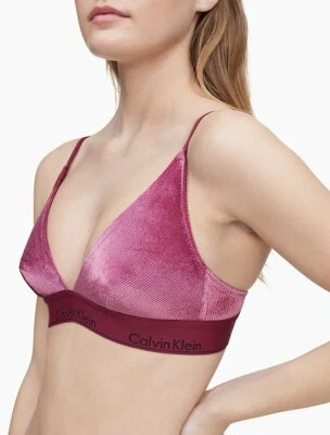 Calvin Klein Cotton Velvet Light Lining Triangle Bralette , Burgundy, Sz XL - Image 1 of 2