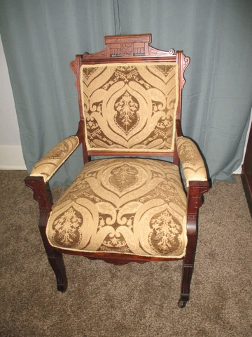 Victorian Eastlake Ornate Carved Antique Walnut Arm Chair Cover