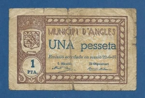 MUNICIPI D'ANGLES -- 1 PESETA ( 193737 ) -- BC- -- 2ª EMISION . - Imagen 1 de 2