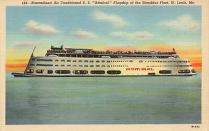 Postcard SS Admiral Flagship of Streckfus Fleet St. Louis Missouri MO - Picture 1 of 2