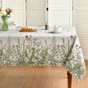 Spring Summer Tablecloth 60x120 Inch Rectangular, Wild Flowers Floral Table C... - Picture 1 of 6