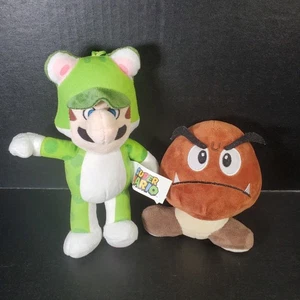 Super Mario Bros. Luigi 8" & Goomba 5" Video Game Plush Stuffed Animals - Picture 1 of 6