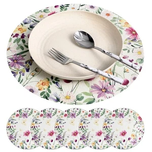 6 Pcs Floral Round Table Mat Flower Placemats Pot Holder - Bild 1 von 11