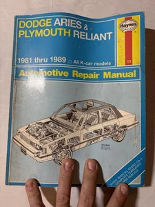 Manual de reparación Haynes 723 Dodge Aries & Plymouth Reliant 1981-1989 - Imagen 1 de 1