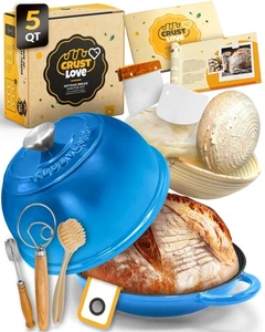Horno holandés para hornear pan - 5 cuartos de galón esmalte pan cúpula - incluye pan de masa madre-hornear... - Imagen 1 de 7